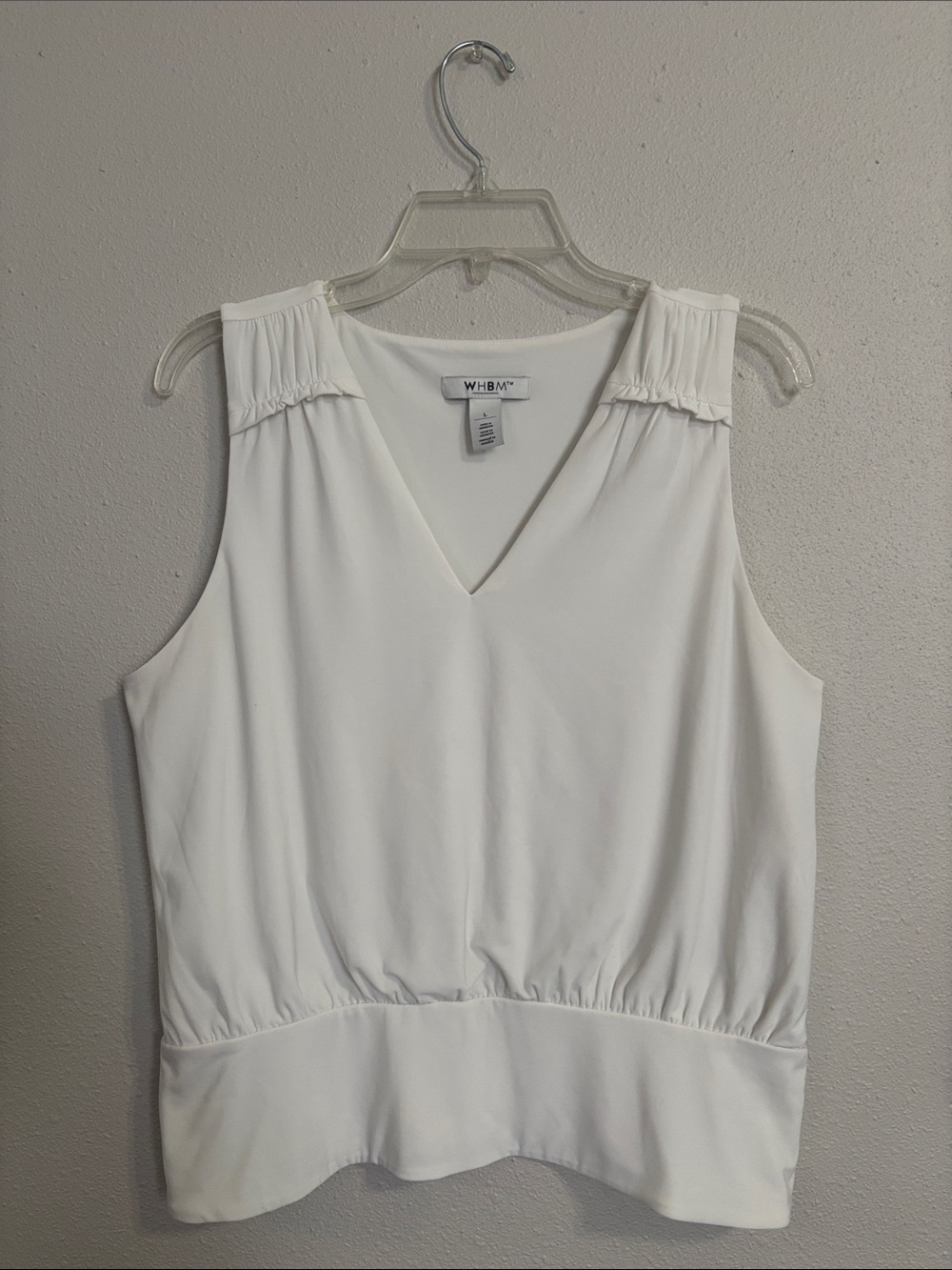 WHBM Sleeveless V-Neck White Blouse